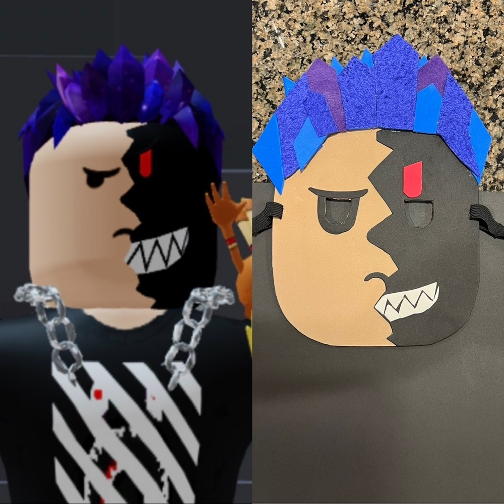 Kids Halloween Two-Face Mask with Purple and Black Design